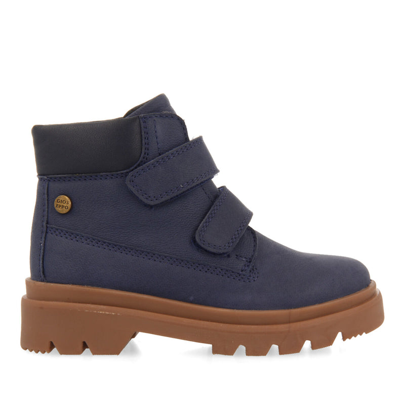 Gablitz children's navy blue leather ankle boots with adjustable straps
