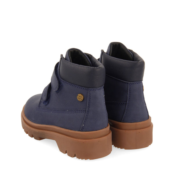 Gablitz children's navy blue leather ankle boots with adjustable straps
