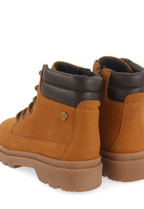 Favang children's tan leather lace-up ankle boots