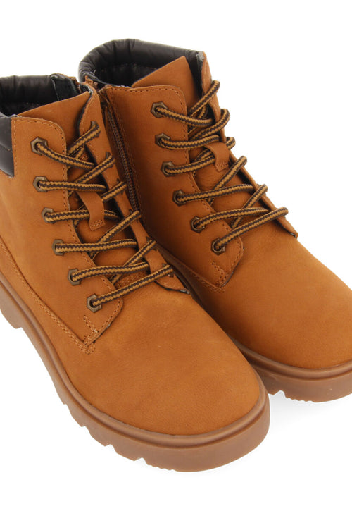 Favang children's tan leather lace-up ankle boots