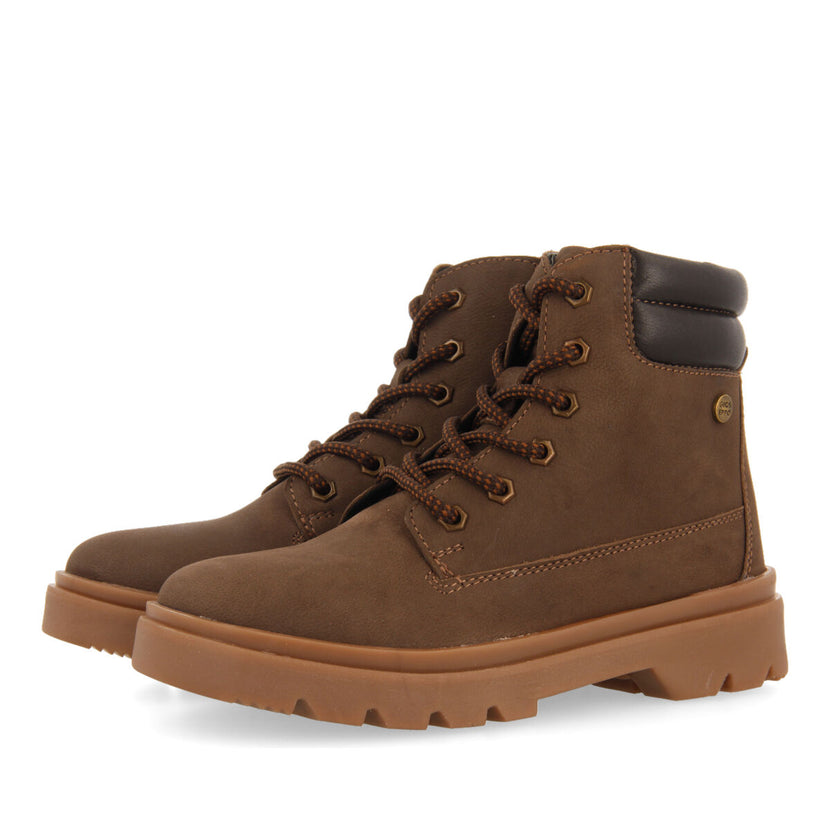Favang children's tan leather lace-up ankle boots