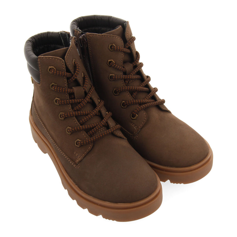 Favang children's tan leather lace-up ankle boots