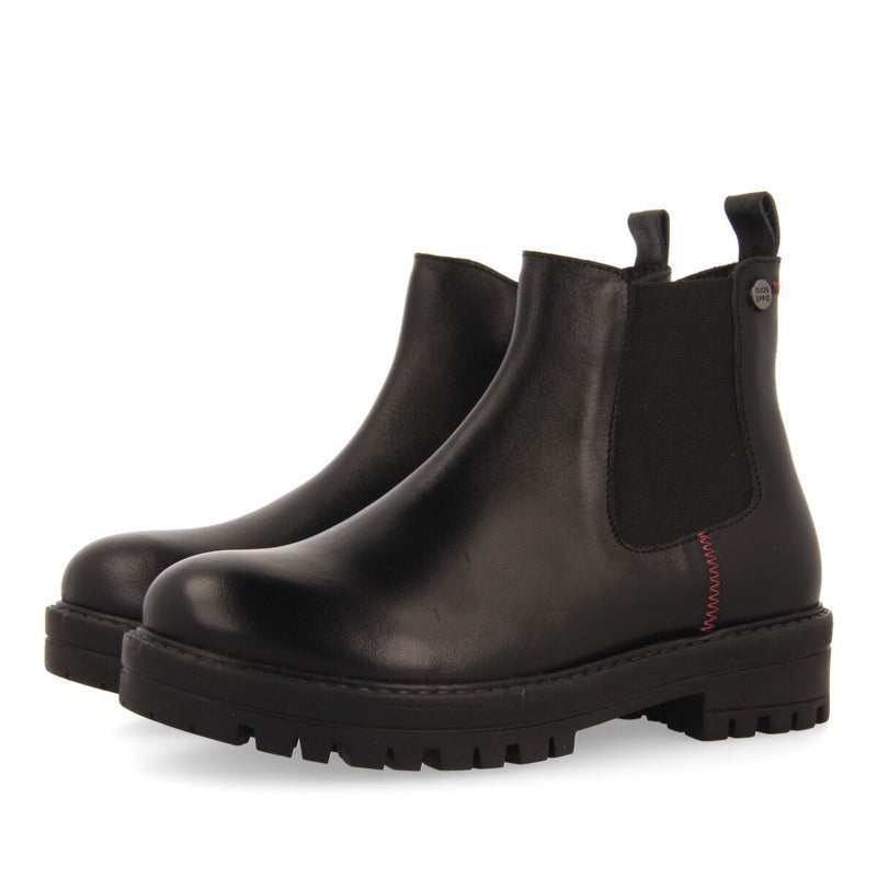 Botines negros tipo chelsea de piel para niña y niño zirl