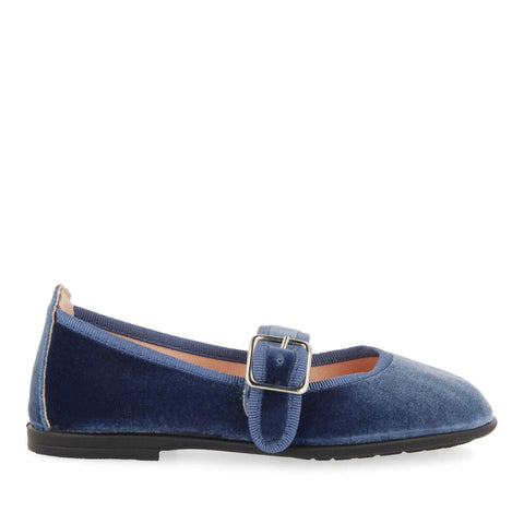 OSSIACH GIRLS' BLUE VELVET MARY JANES