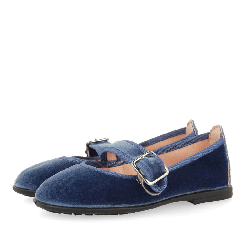 Ballerines de type babies en velours bleu fille ossiach
