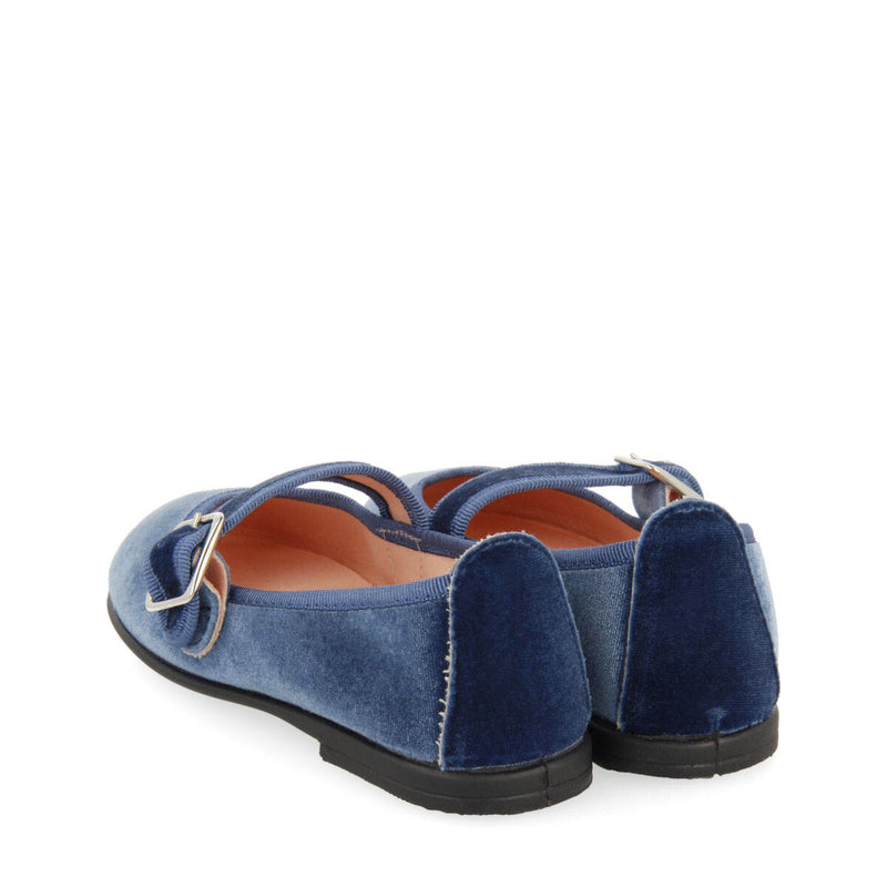 Ballerines de type babies en velours bleu fille ossiach