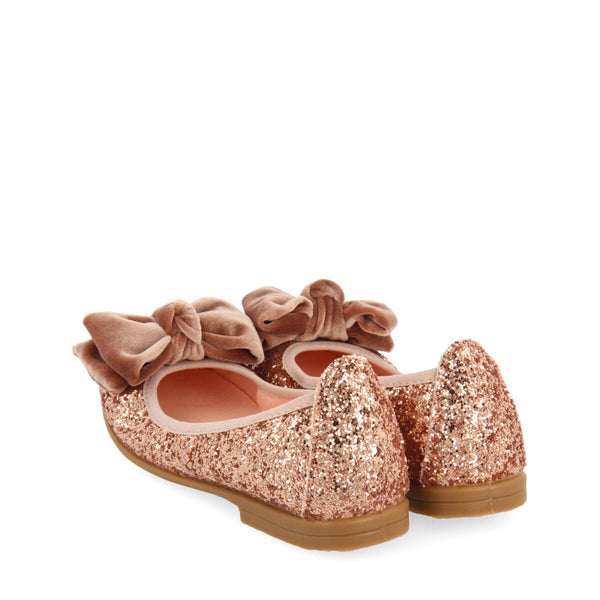 Bostad girls' glittery pink ballet flats with a velvet bow