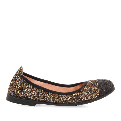 SKALAND GIRLS' TWO-TONE GLITTERY BALLET FLATS