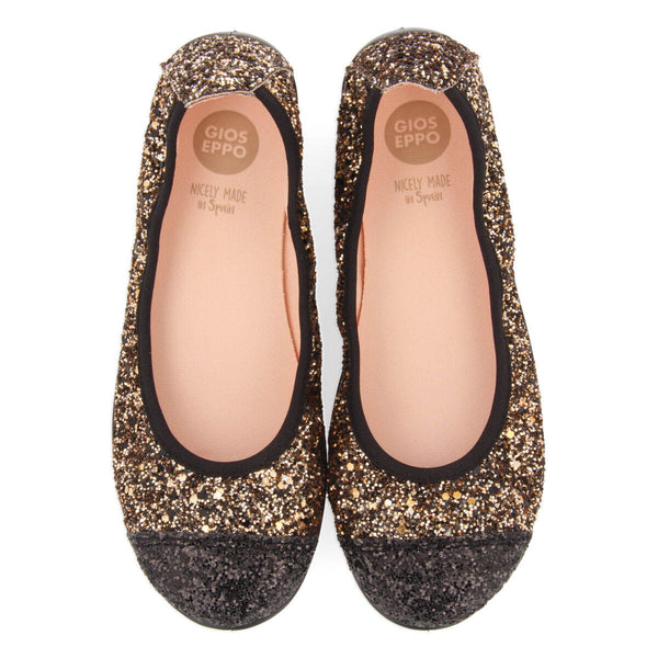 Skaland girls' two-tone glittery ballet flats