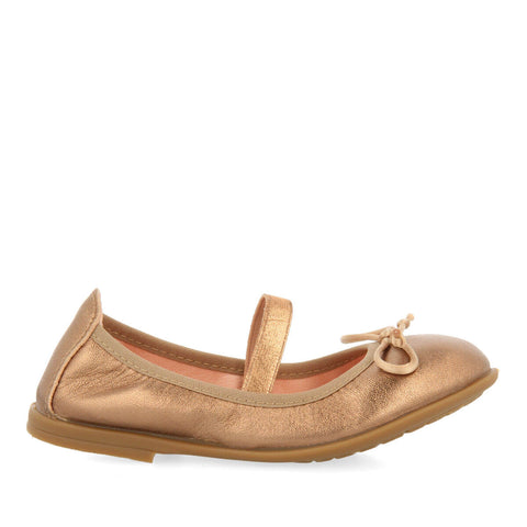 ZELTWEG GIRLS' ROSE GOLD LEATHER BALLET FLATS