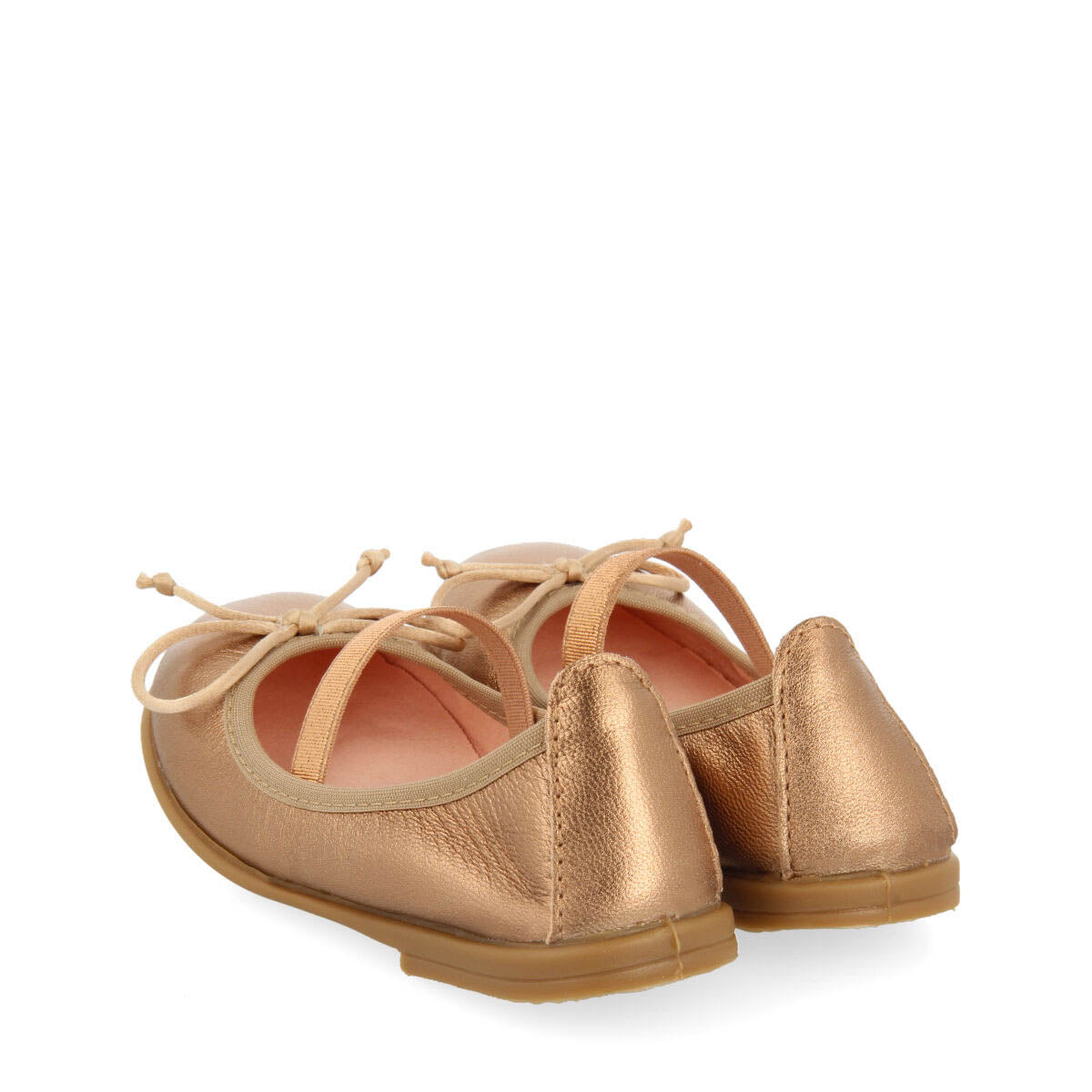 Zeltweg girls' rose gold leather ballet flats
