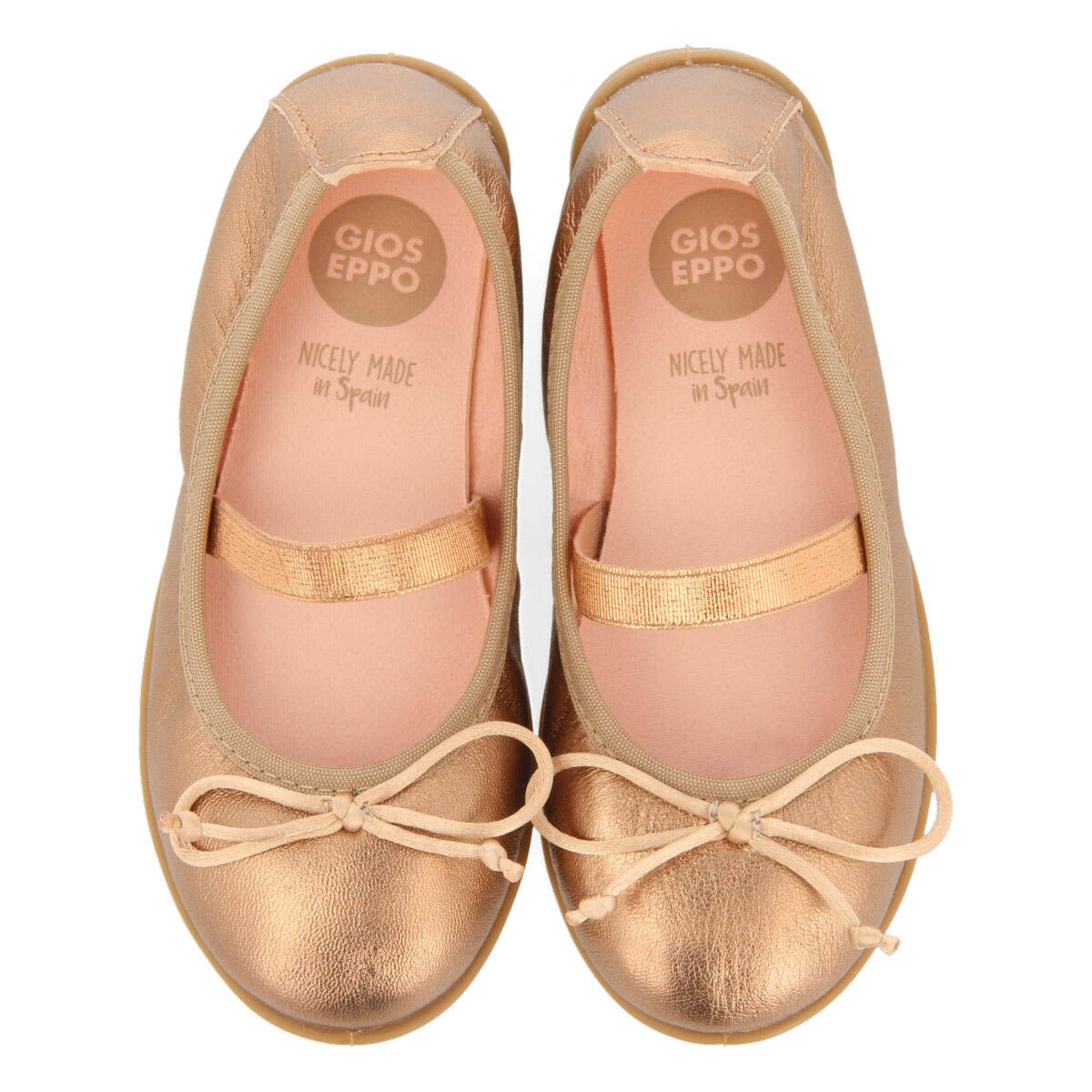 Zeltweg girls' rose gold leather ballet flats