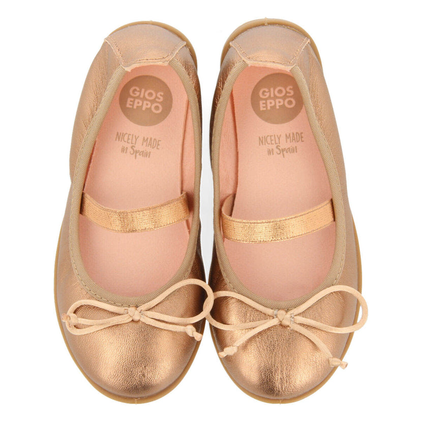 Zeltweg girls' rose gold leather ballet flats