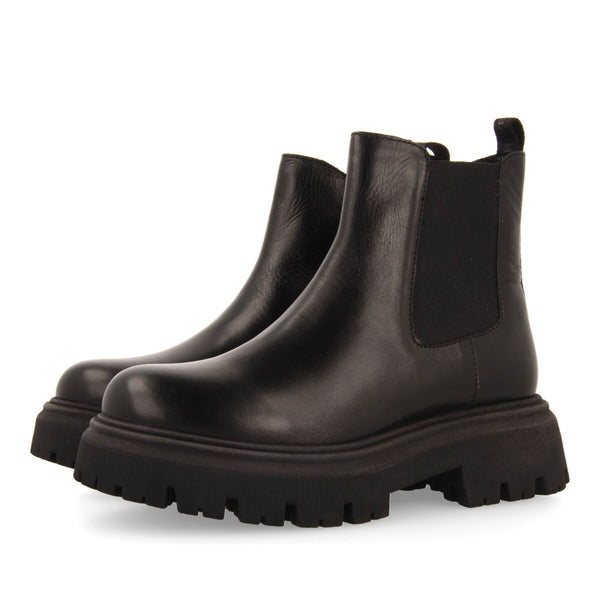 Botines negros de piel tipo chelsea para niña y niño hetland
