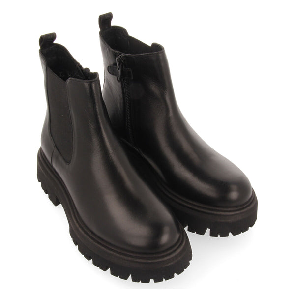 Botines negros de piel tipo chelsea para niña y niño hetland