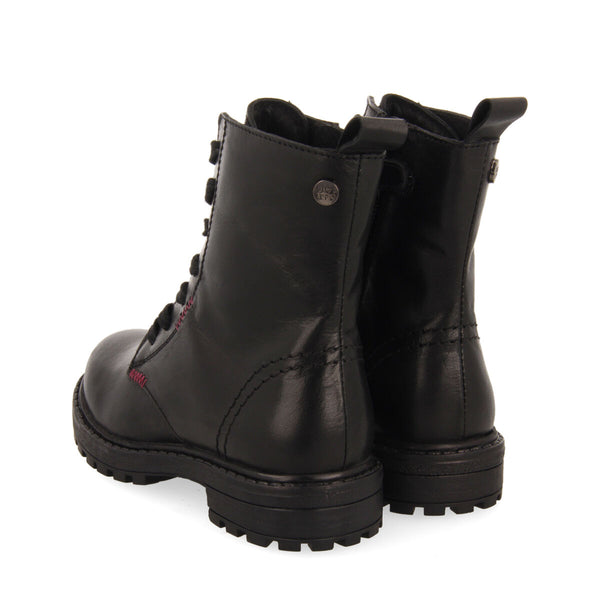 Botines negros de piel con cordones para niña y niño caol