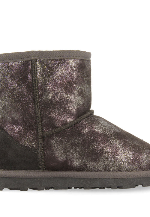 Virrat children's metallic grey split-suede shearling boots