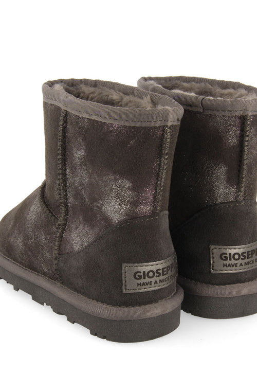 Virrat children's metallic grey split-suede shearling boots