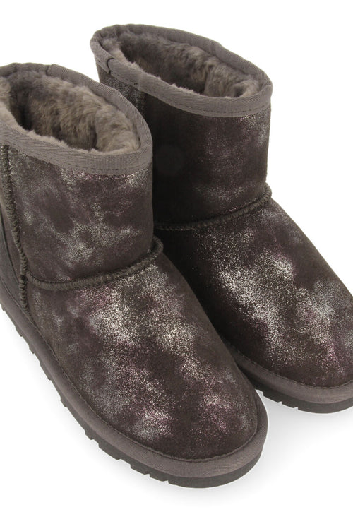 Virrat children's metallic grey split-suede shearling boots