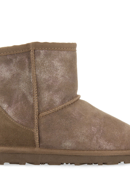 Virrat children's metallic grey split-suede shearling boots