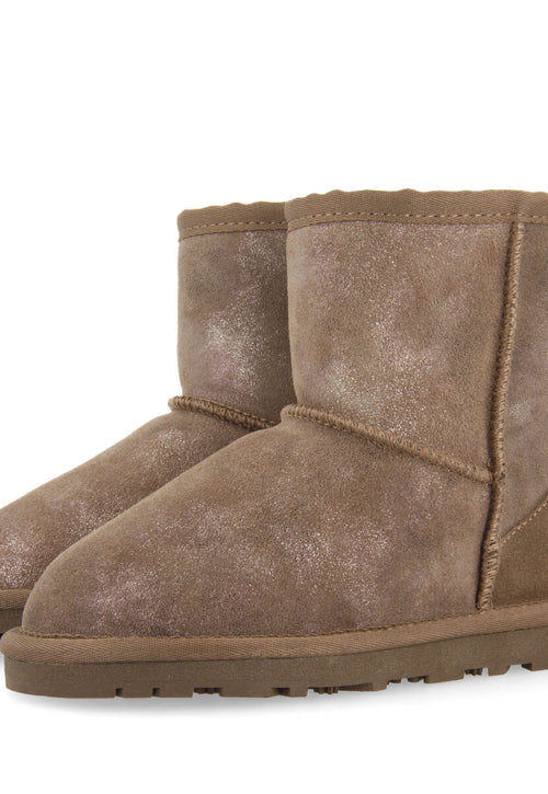 Virrat children's metallic grey split-suede shearling boots