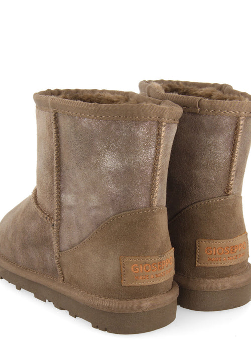 Virrat children's metallic grey split-suede shearling boots
