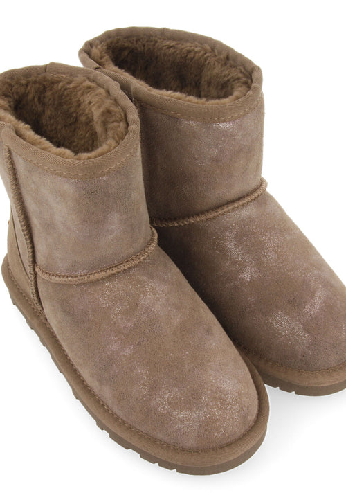 Virrat children's metallic grey split-suede shearling boots