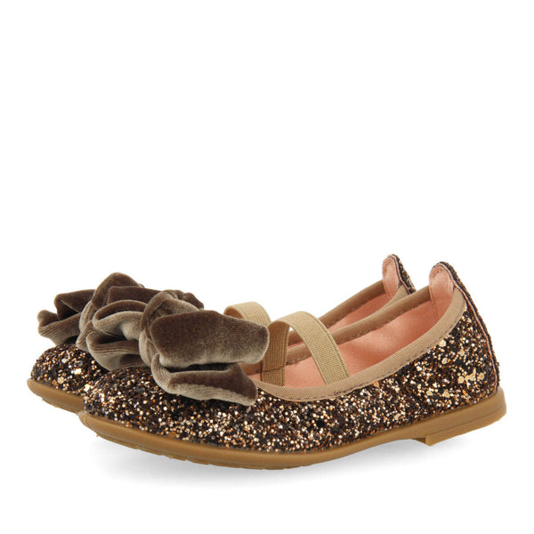 SABRINAS DE GLITTER DE COR COBRE COM LAÇO DE VELUDO PARA MENINA KOGE
