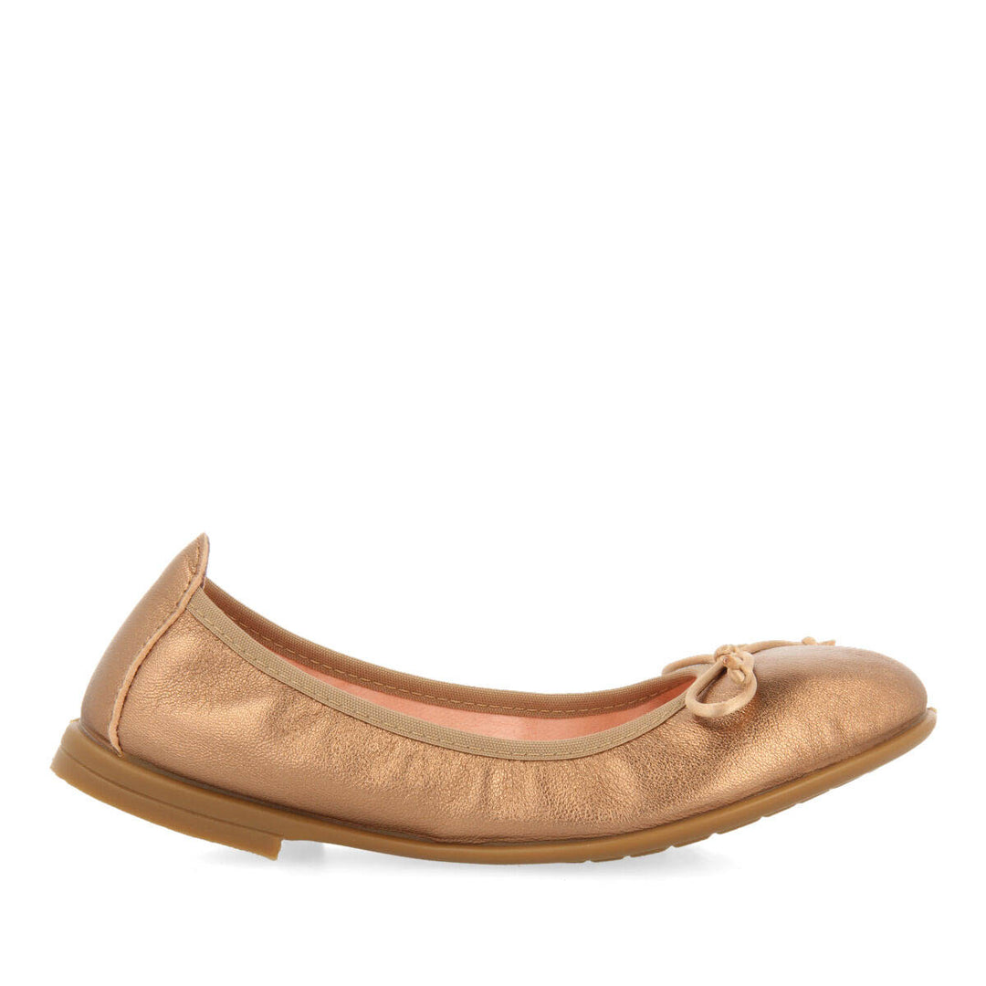 VOLDERS GIRLS' ROSE GOLD LEATHER BALLET FLATS