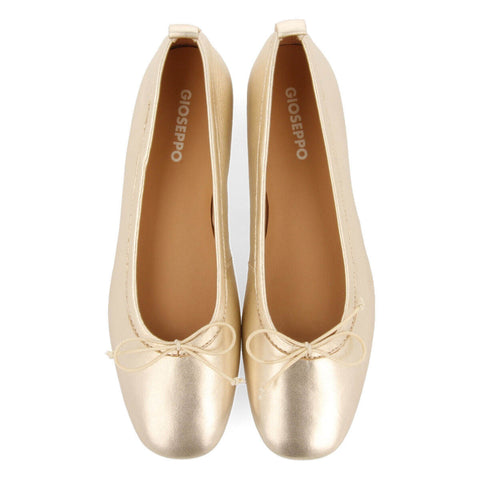 SATTEINS WOMEN'S GOLD LEATHER BALLET FLATS