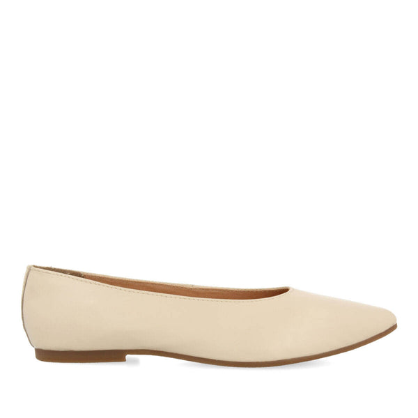 Bailarinas off-white de piel con punta fina para mujer slagelse 