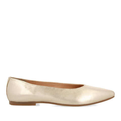 TREBESING WOMEN'S GOLD LEATHER BALLET FLATS WITH POINTED TREBESING