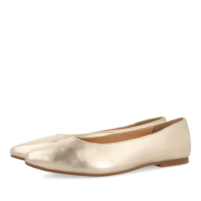 Trebesing women's gold leather ballet flats with pointed trebesing