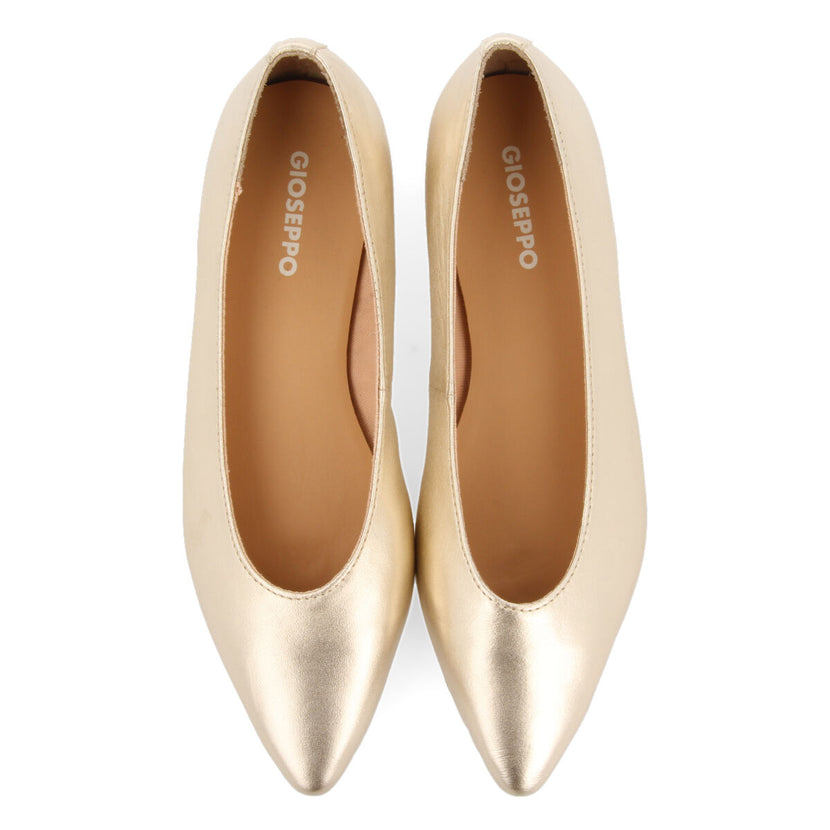 Trebesing women's gold leather ballet flats with pointed trebesing