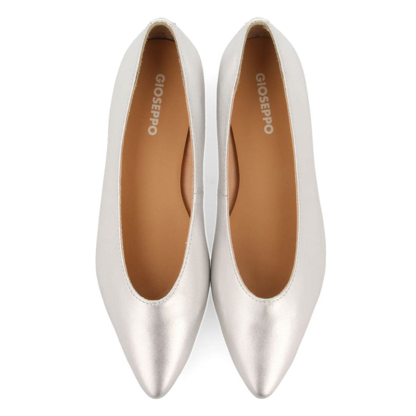 Trebesing women's silver leather ballet flats with pointed trebesing