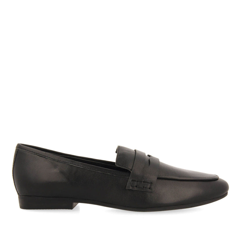 Mocasines negros de piel para mujer fedora 