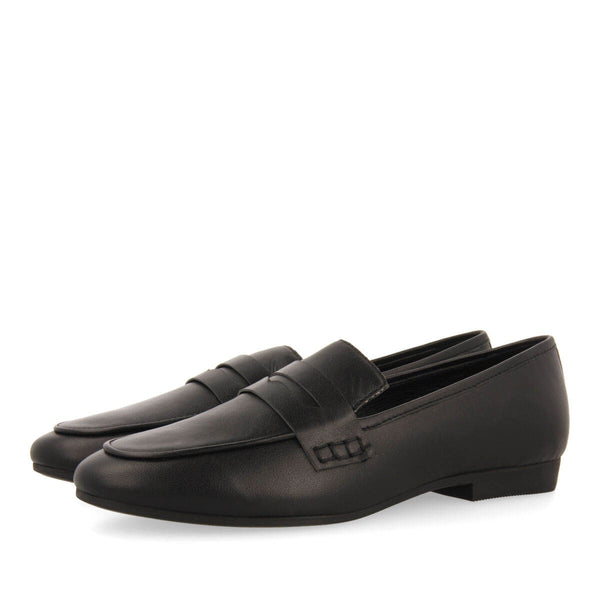 Mocasines negros de piel para mujer fedora 