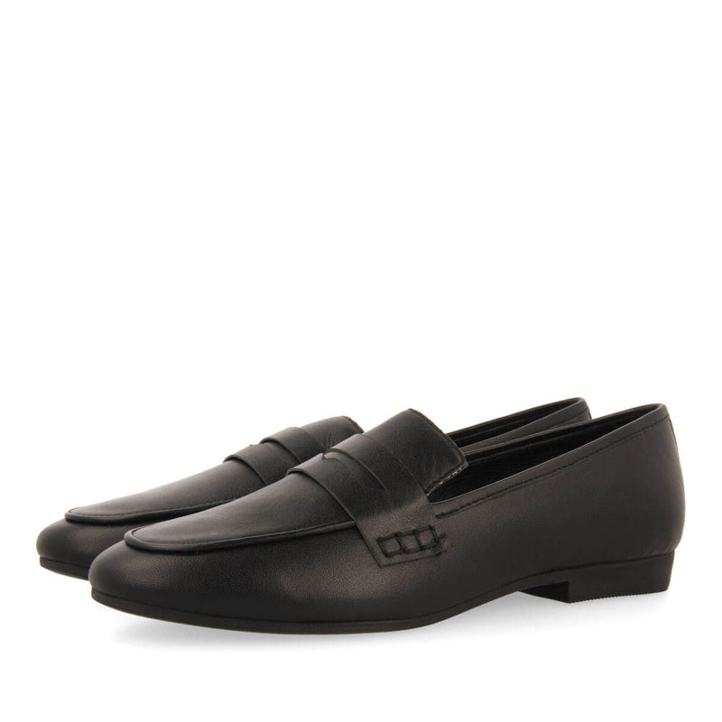 Mocasines negros de piel para mujer fedora 