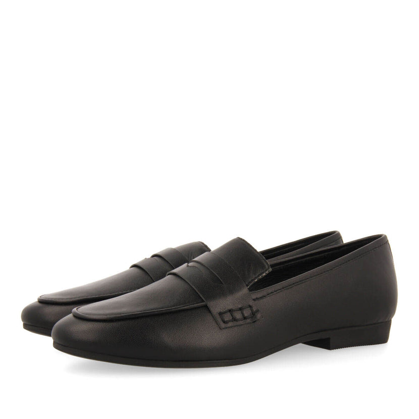 Mocasines negros de piel para mujer fedora 