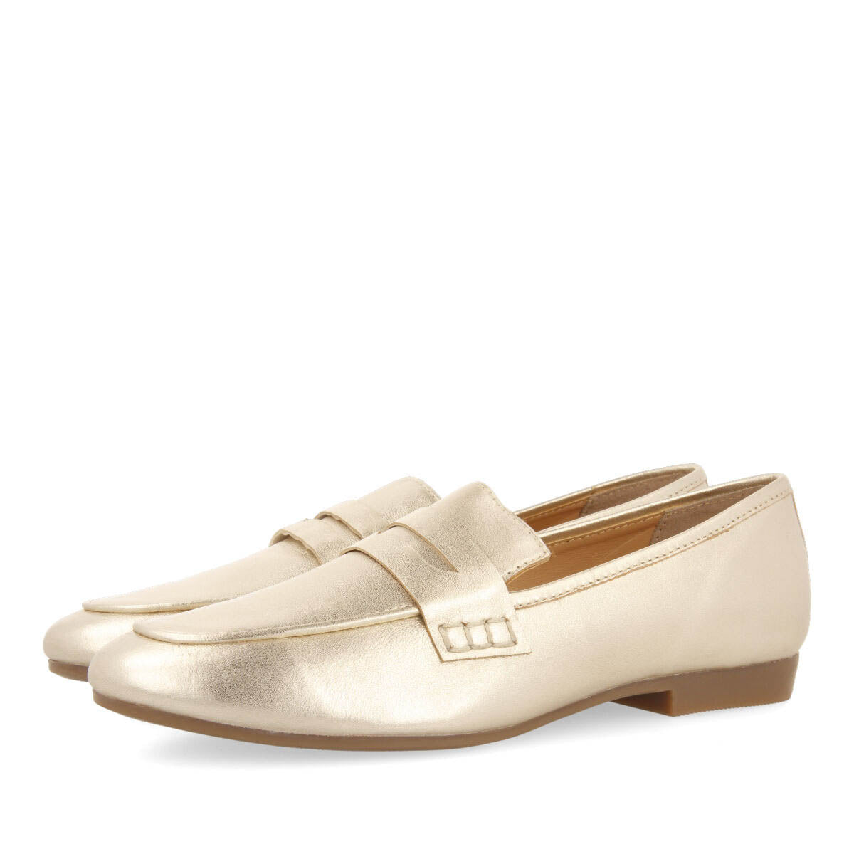 Mocasines dorados de piel para mujer augusta 