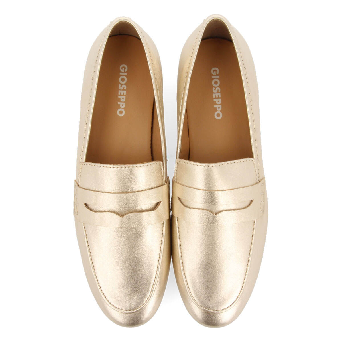 Mocasines dorados de piel para mujer augusta 