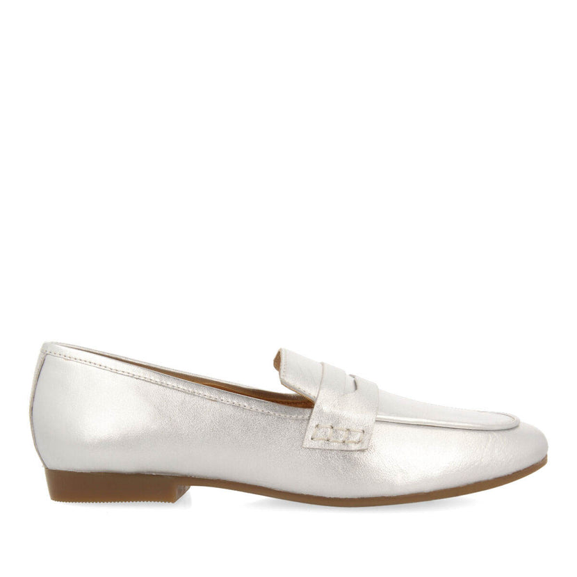 Mocasines plateados de piel para mujer augusta 