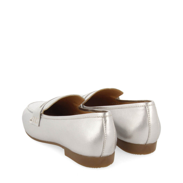 Mocasines plateados de piel para mujer augusta 