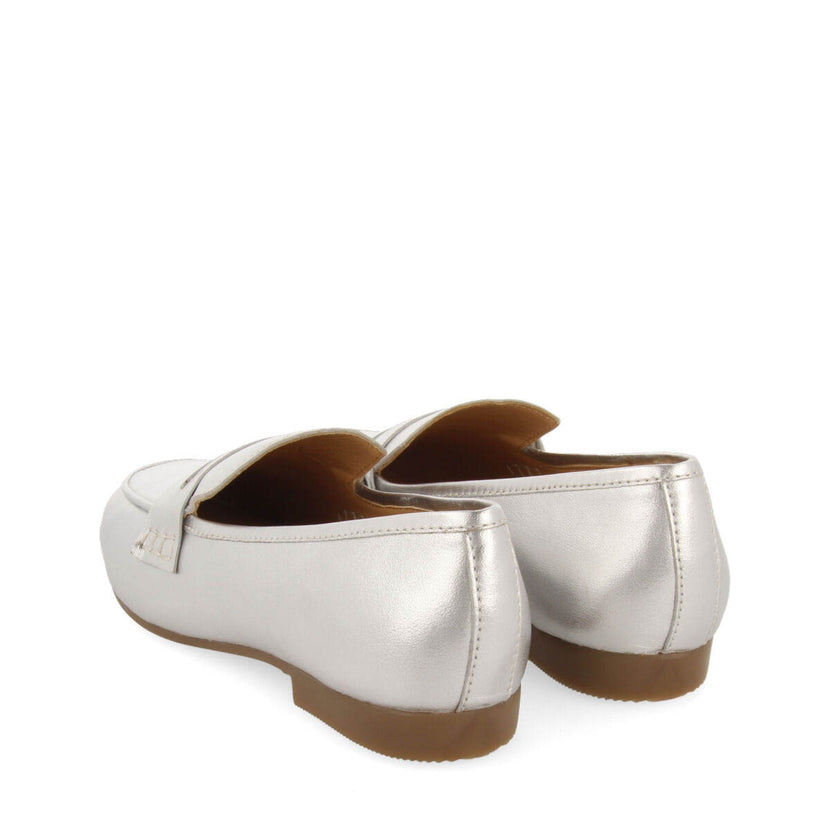 Mocasines plateados de piel para mujer augusta 