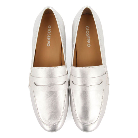 MOCASINES PLATEADOS DE PIEL PARA MUJER AUGUSTA 