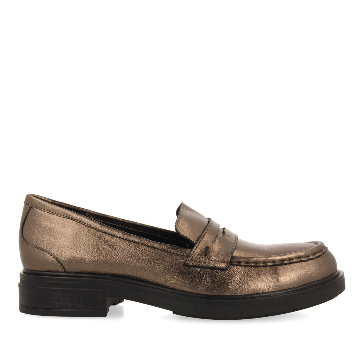 Mocasines color plomo de piel para mujer glentofte 