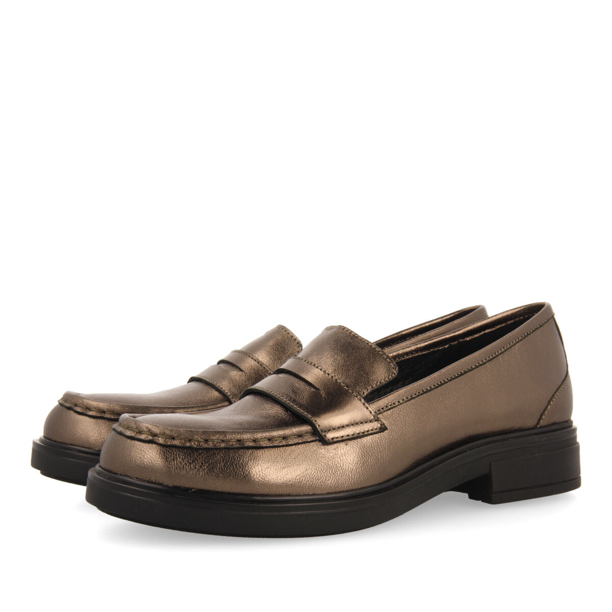 Mocasines color plomo de piel para mujer glentofte 