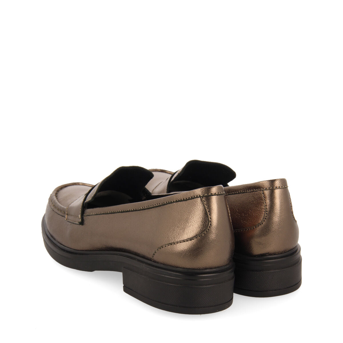 Mocasines color plomo de piel para mujer glentofte 