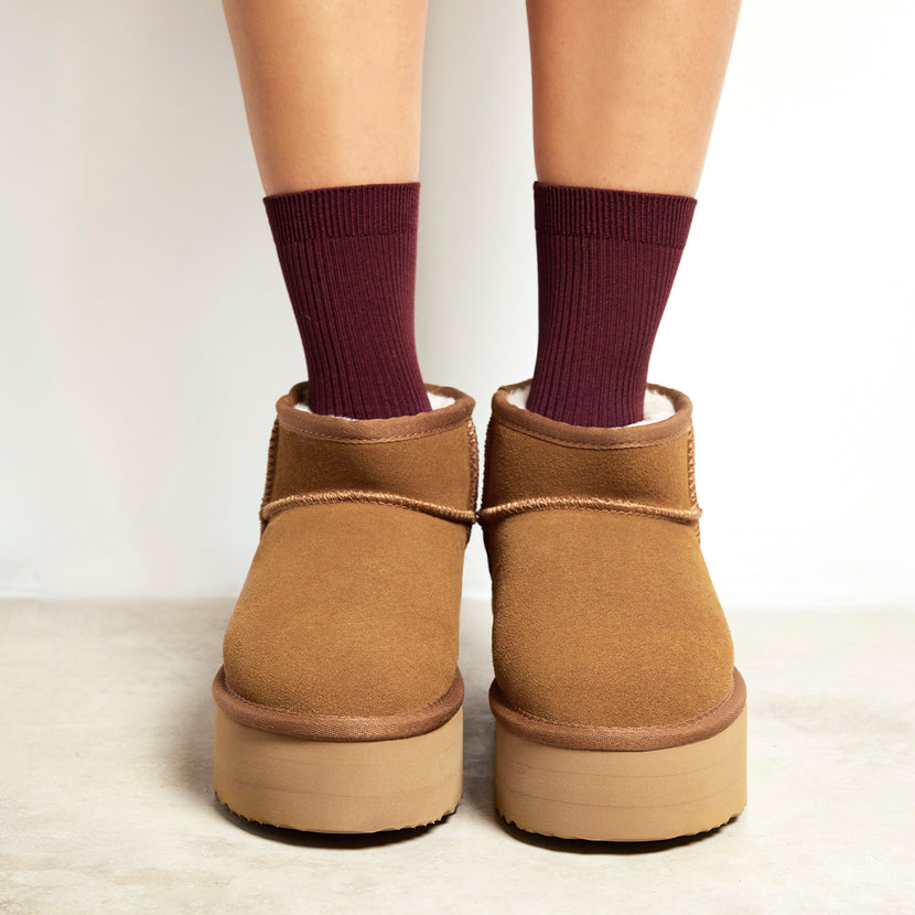 BOTAS AUSTRALIANAS COLOR CUERO CON PLATAFORMA PARA MUJER BANCROFT