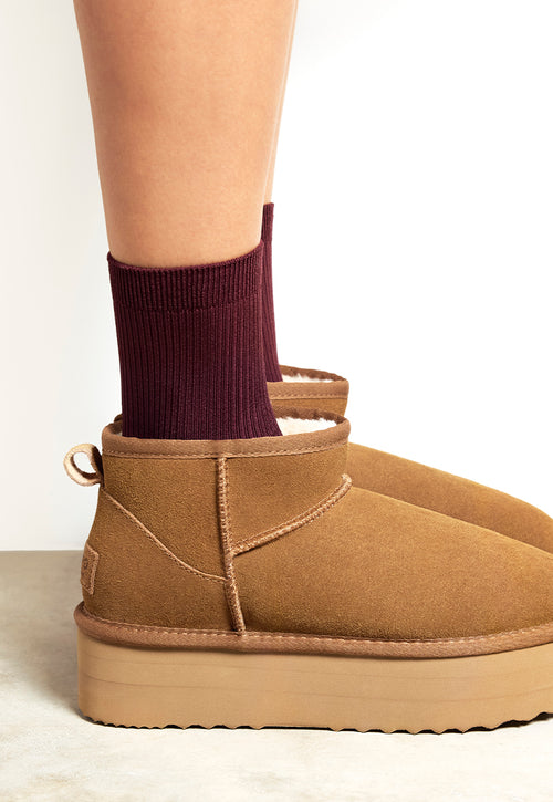 BROWN AUSTRALIAN PLATFORM BOOTS FOR WOMEN BANCROFT